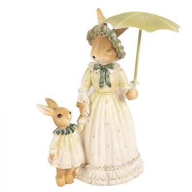 Clayre & Eef Figur Kaninchen 21 cm Braun Grün Polyresin (Gr. 16x14x21 cm)