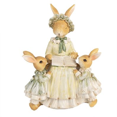 Clayre & Eef Figur Kaninchen 19 cm Braun Grün Polyresin (Gr. 14x10x19 cm)