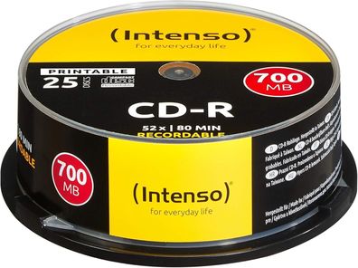 Intenso 1801124 CD-R Rohlinge 80 min 700MB 52x 25er Spindel Cakebox kratzfest