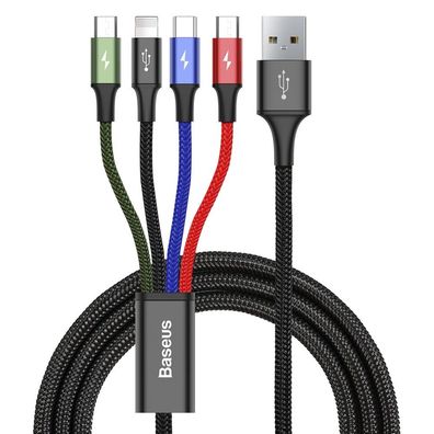 Baseus Kabel USB Kabel 4in1 Lightning / USB Typ C / 2x Micro USB Kabel mit Nylon