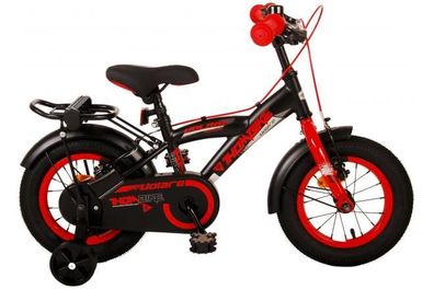 Volare Thombike Kinderfahrrad - Jungen - 12 Zoll - Schwarz Rot - Zweihandbremsen