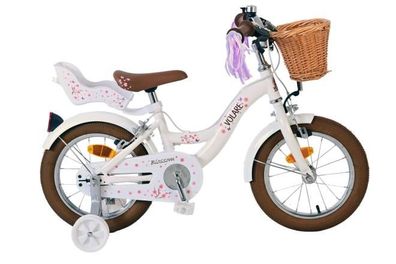 Volare Blossom Kinderfahrrad - Mädchen - 14 Zoll - Weiß - Zweihandbremsen