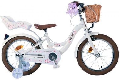 Volare Blossom Kinderfahrrad - Mädchen - 16 Zoll - Weiß - Zweihandbremsen