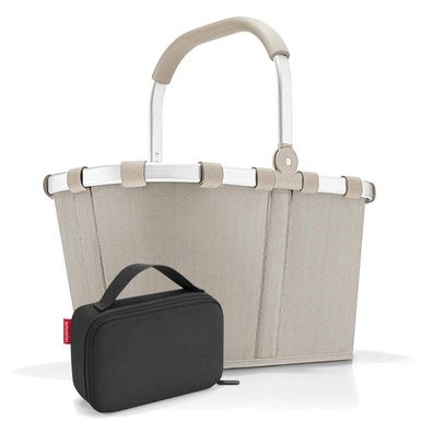 reisenthel Set aus carrybag BK, thermocase OY SBKOY, herringbone sand + black