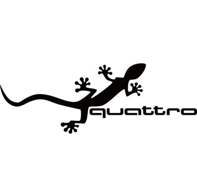 Audi Quattro Gecko Gekko Auto Aufkleber - Auto Tattoo - Wand Tattoo 16,5 x 5,5 cm