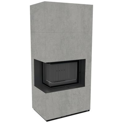 Kaminbausatz FLOKI BOX links 8 kW Ø 160 Cemento GRIGIO Bocciardata schwarz