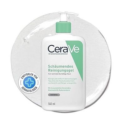 CeraVe Schäumendes Reinigungsgel für Gesicht & Körper, Normale/Fettige Haut, 562 ml