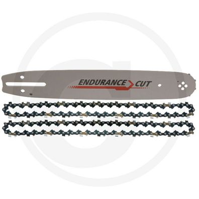 Endurance Cut 2x Sägekette + Führerschiene 2 + 1 3/8" Halbmeißel 30cm Schnittlänge