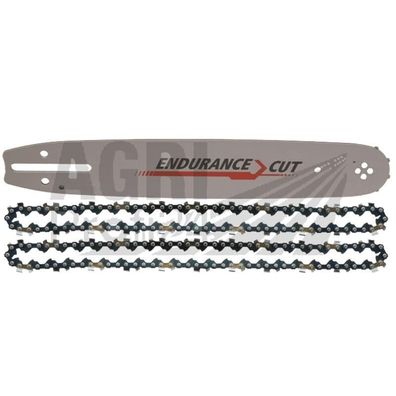 Endurance Cut 2x Sägekette + Führerschiene 2 + 1 .325" Halbmeißel 38cm 64-TG 1,5mm