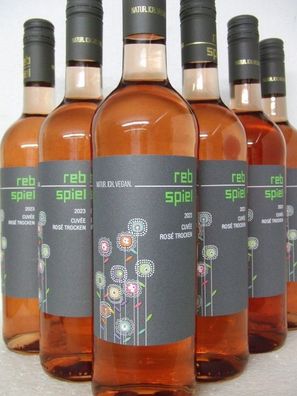 6 FL 2023 Rebspiel Rose Cuvée Roséwein trocken Klaus Hilz Pfalz VEGAN