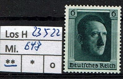 Los H23522: Deutsches Reich Mi. 646 * *