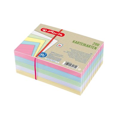 Herlitz Karteikarte A6 lin. fs Bl. Engel 200 eingeschweißt (4 Farben + weiß)