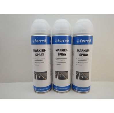 3x Fermit Markierspray Farbe Spray Bau Forst Markierungsfarbe Leuchtrot 500ml