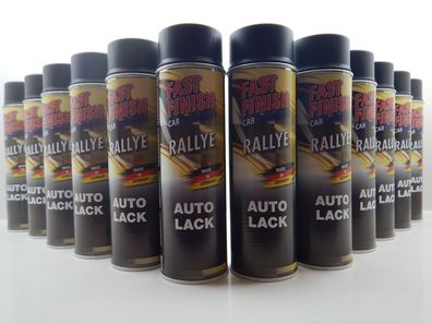 12x FAST FINISH CAR RALLYE Schwarz MATT Autolack LACK KFZ Lackspray 500ml