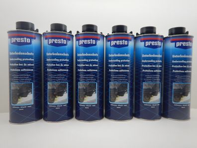 6x Presto Unterbodenschutz Unterboden Bitumen schwarz Rostschutz Rost Kfz 1000ml