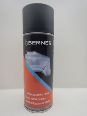 Berner Spraydose Lackspray schwarz matt 400ml RAL 9005 Autolack Kfz Lack