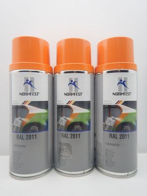 3x Tieforange ORANGE RAL 2011 LACK Lackspray SPRAY Spraydose 400ML