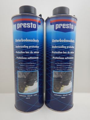 2x Presto Unterbodenschutz Unterboden Bitumen schwarz Rostschutz Rost Kfz 1000ml