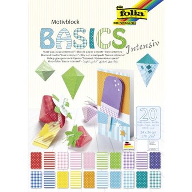 Motivblock Basics intensiv, 270 g/m², 24 x 34 cm, 20 Blatt