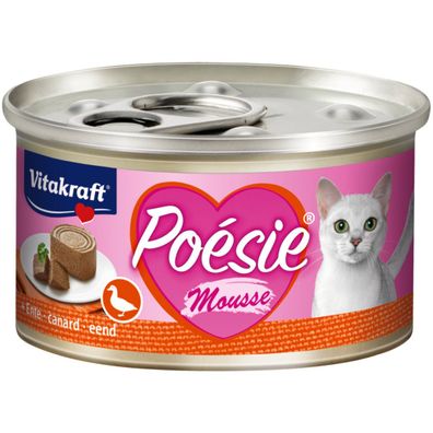 Vitakraft Katzenfutter Poesie Mousse, Ente - 12 Dosen