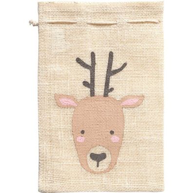 Jutesack Rentier natur, 17 x 25 cm, 1 Stück