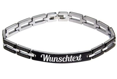 Armband Edelstahl schwarz mit Gravur unisex