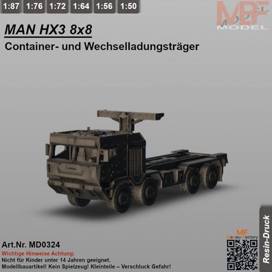 MAN HX3 8x8 Container- und Wechselladungsträger 1:72 - 1:87 - NEU - Bausatz