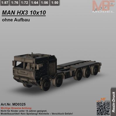 MAN HX3 10x10 ohne Aufbau 1:72 - 1:87 - NEU - Bausatz