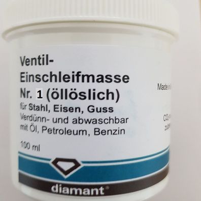 Ventil Einschleifmasse diamant® 100ml Stahl Eisen Guss Nr. 1 öllöslich Vorschleifen