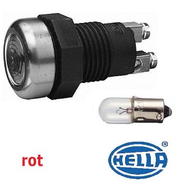 Hella Kontrollleuchte rot 12V inkl. 2Watt Leuchtmittel Signallleuchte Signallampe