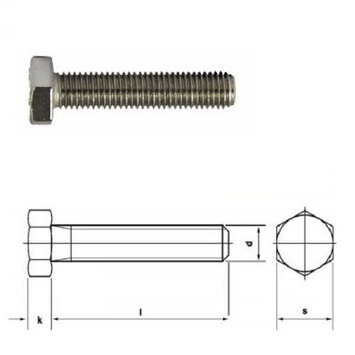 10x Sechskantschraube M10 x 55 ISO4017 (DIN933) V²A Edelstahl