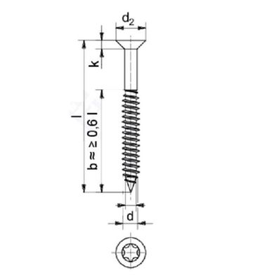 100 x Spanplattenschrauben A2 Senkkopf Stardrive T15 Torx 4 x 60 mm Edelstahl