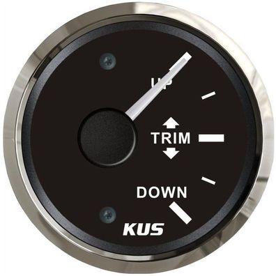 KUS Trimmanzeige Trimmarmatur 12/24Volt 160-10Ohm Edelstahl schwarz