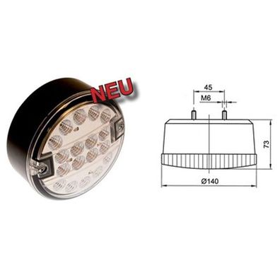 Schluß-Brems-Blinkleuchte, LED, Rücklicht, 9-33 Volt, Klarsicht