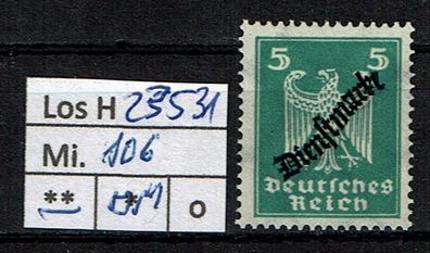 Los H23531: Deutsches Reich Dienst Mi. 106 * *