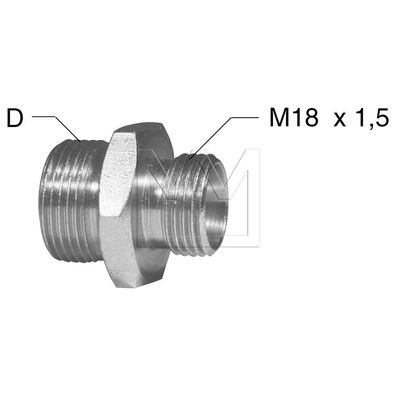 Reduziernippel Doppelnippel Einschrauber M18x1,5 auf M22x1,5 Gewinde Adapter