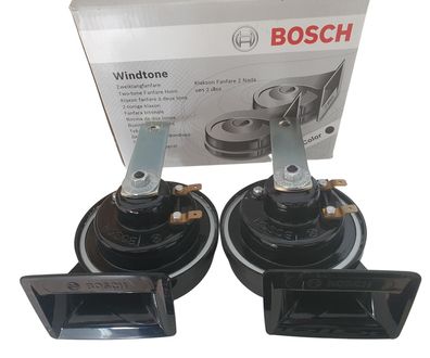 Bosch Hupe im Set, Fanfare, Horn, 12 Volt, Windtone, schwarz, Bus, SUV, Pick Up