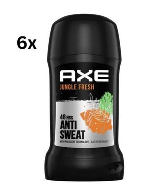 AXE Jungle Fresh Deo Stick 48H Anti-Transpirant Palmenblätter & Amber - 6X50ml