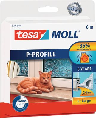 Fenster-/Türmoll tesamoll® 5390 B9mmxH5,5mmxL6m weiß TESA