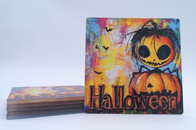 Untersetzer Halloween bunt, 6 Stck. Acrylglas