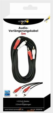 Audio-Verlängerungskabel Cinch 2xStecker / 2x Kupplung 5m