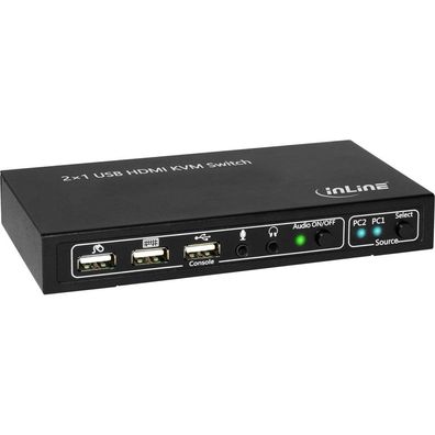 InLine® 62602I KVM Desktop Switch, 2-fach, HDMI 4K2K, USB 2.0 Hub, mit Audio