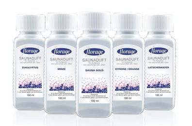 florage Saunaduft Konzentrat 100 ml | 28 Sorten | Aufguss Aroma Zubehör Wellness