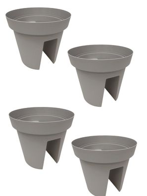 4x Pflanzgefäß Blumentopf für Geländer Grau Ø 28cm x H 25cm Balkon Pflanztopf