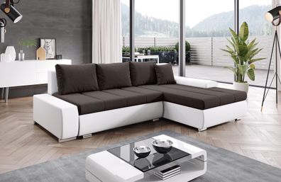 FURNIX Ecksofa Tedy Schlaffunktion Bettkasten Kissen Couch L-Form MA 120 + MO 26