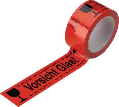 Warnklebeband PVC PVC, orsicht Glas L.66 m, .48mm rot Rl. Enviropack