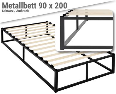 Premium Bett Metallbett Stahl Bettgestell Bettrahmen Industrie Design Lattenrost