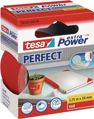 Gewebeband ext. Power® 56343 rot L.2,75m B.38mm Rl. TESA