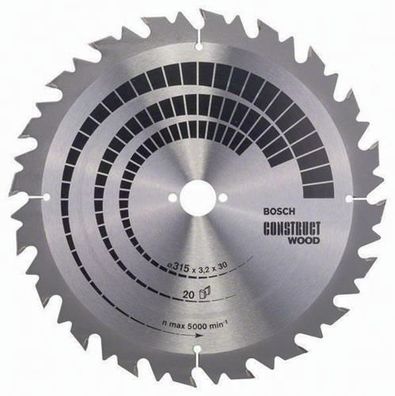 Kreissägeblatt AD 315mm Z.20 WZ Bohr.30mm Schnitt-B.3,2mm HM BOSCH