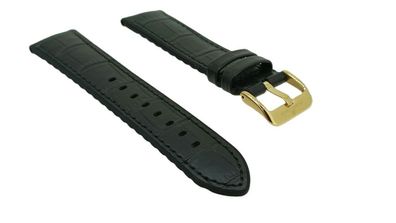 Jacques Lemans | Uhrenarmband Leder schwarz 22mm Krokoprägung 1-2117E